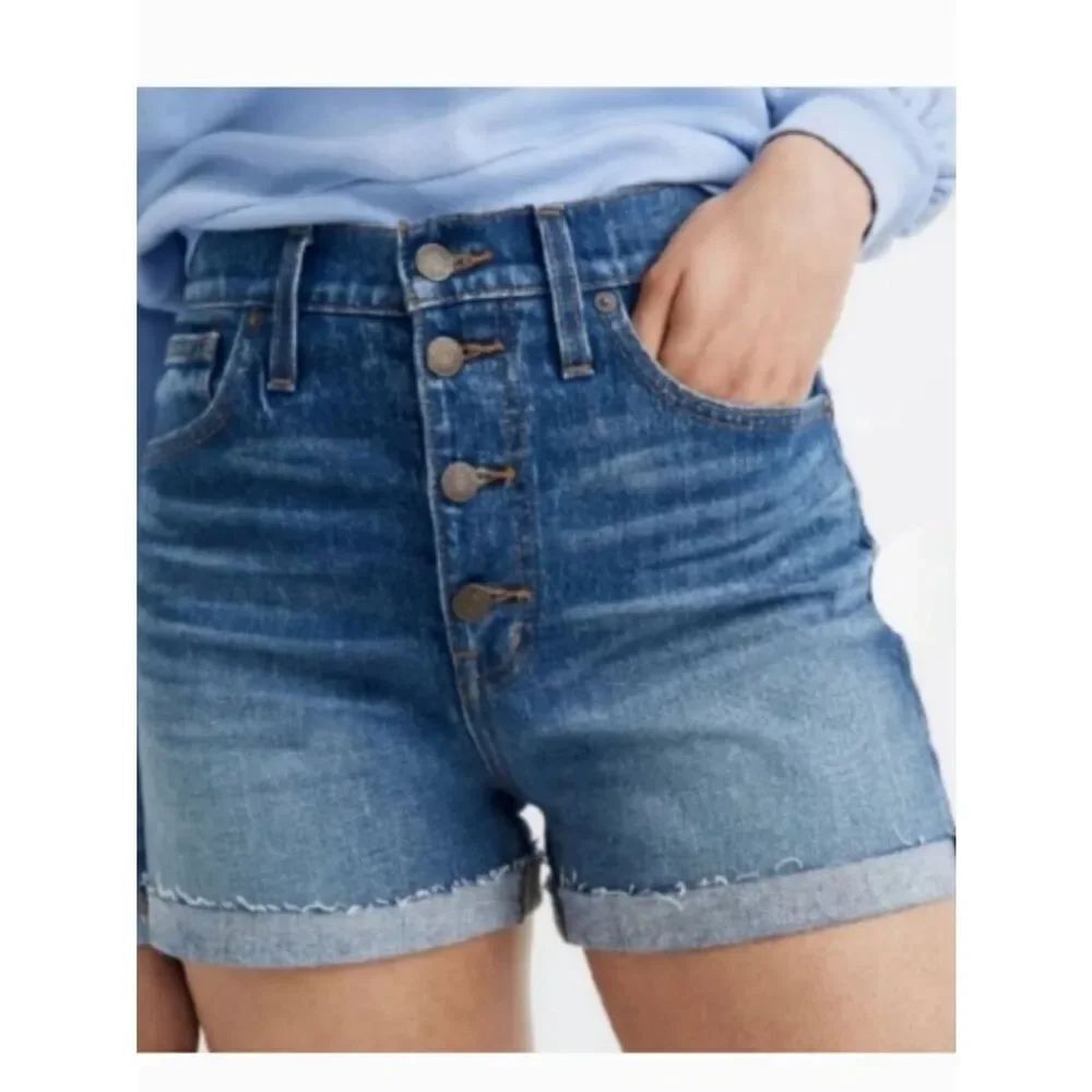 Like New! Madewell High Rise Denim Shorts Button Fly Size 25